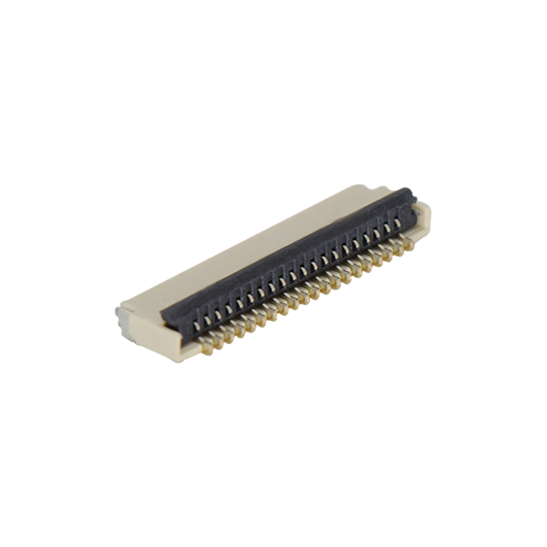 F0501 FPC FFC连接器Pitch 0.50mm 90°H1.00mm 卧贴双面接后掀盖 SMT型FPC 20Pin本色 镀半金接触点及焊接脚点1u，镍底35-60u.